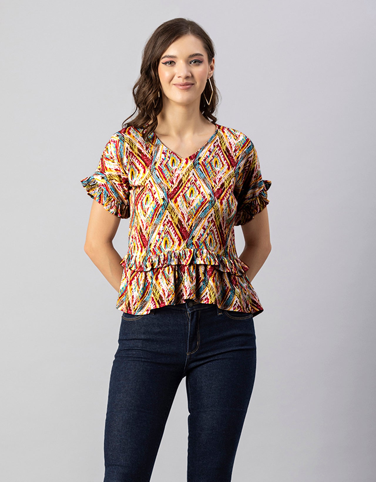 Printed Viscose Loose-Fit Top
