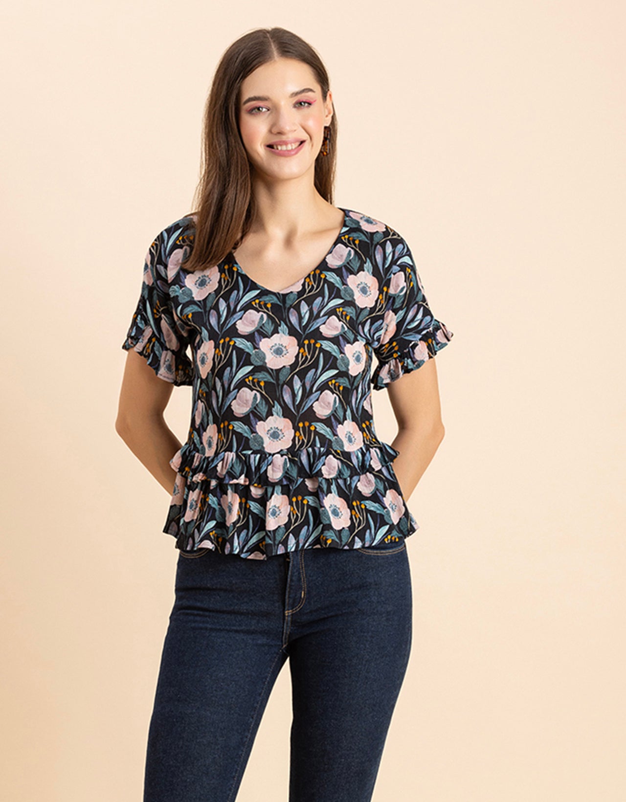 Printed Viscose Loose-Fit Top