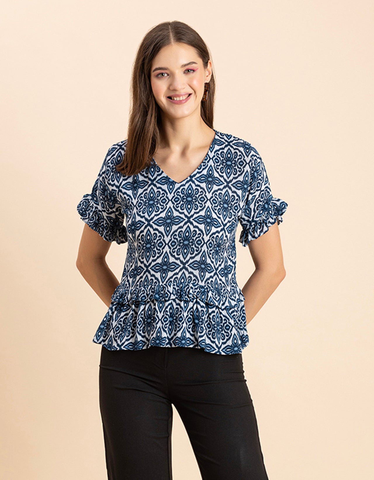 Printed Viscose Loose-Fit Top