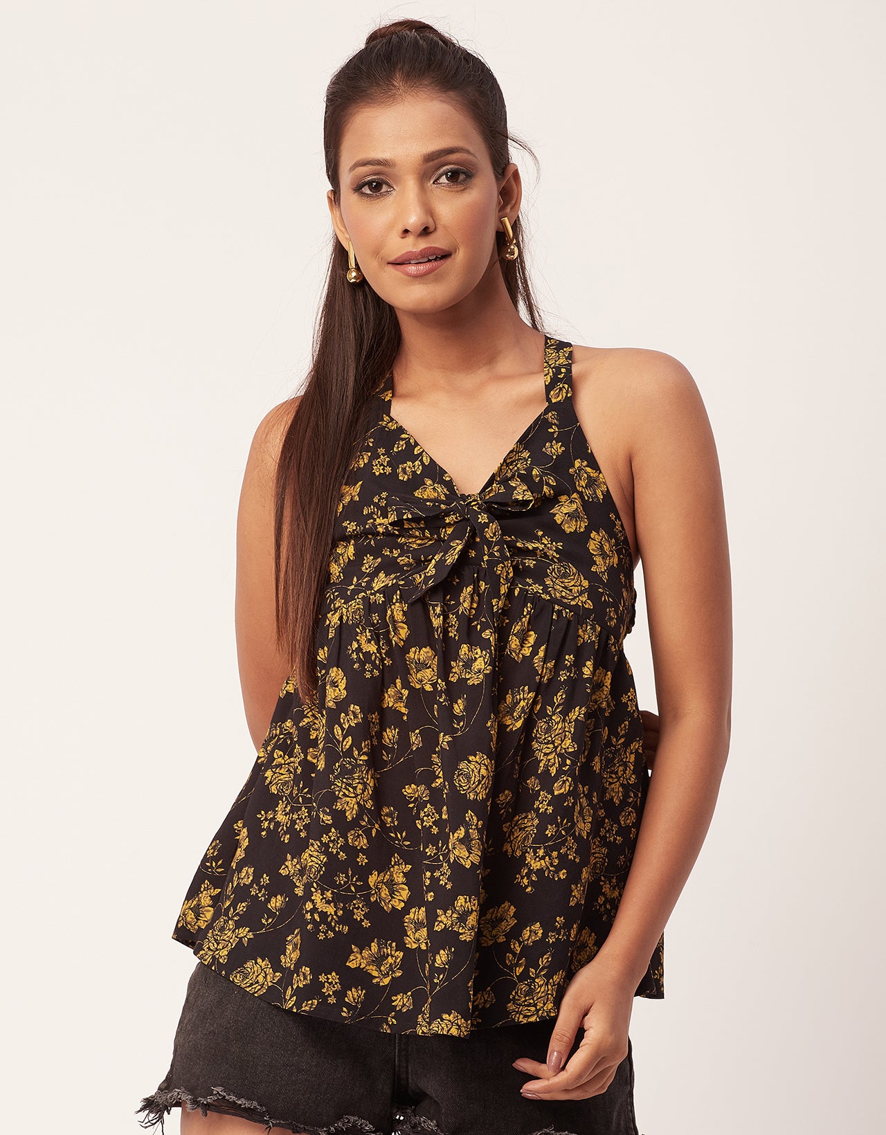 Cinched Waist Viscose Top