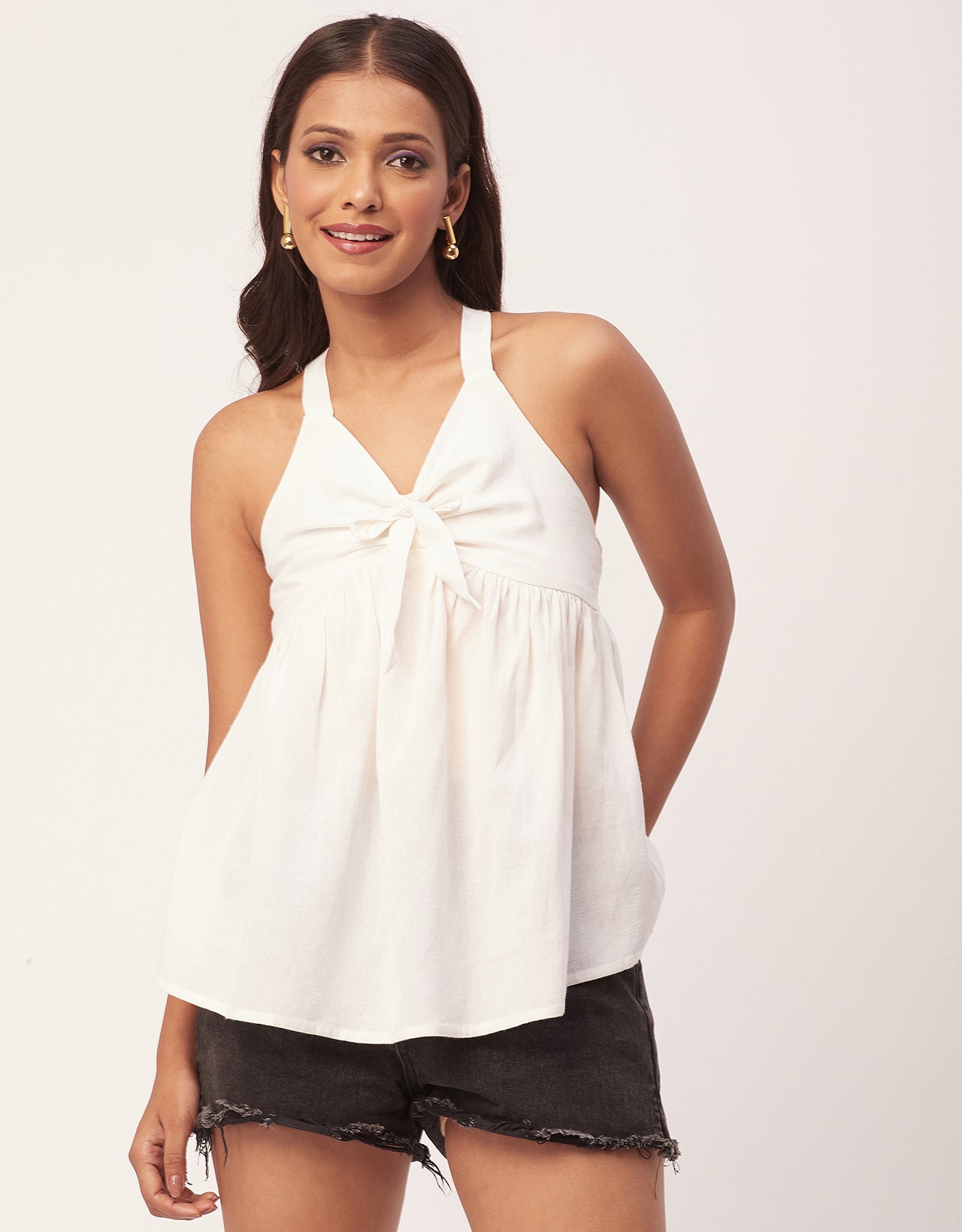 Cinched Waist Viscose Top
