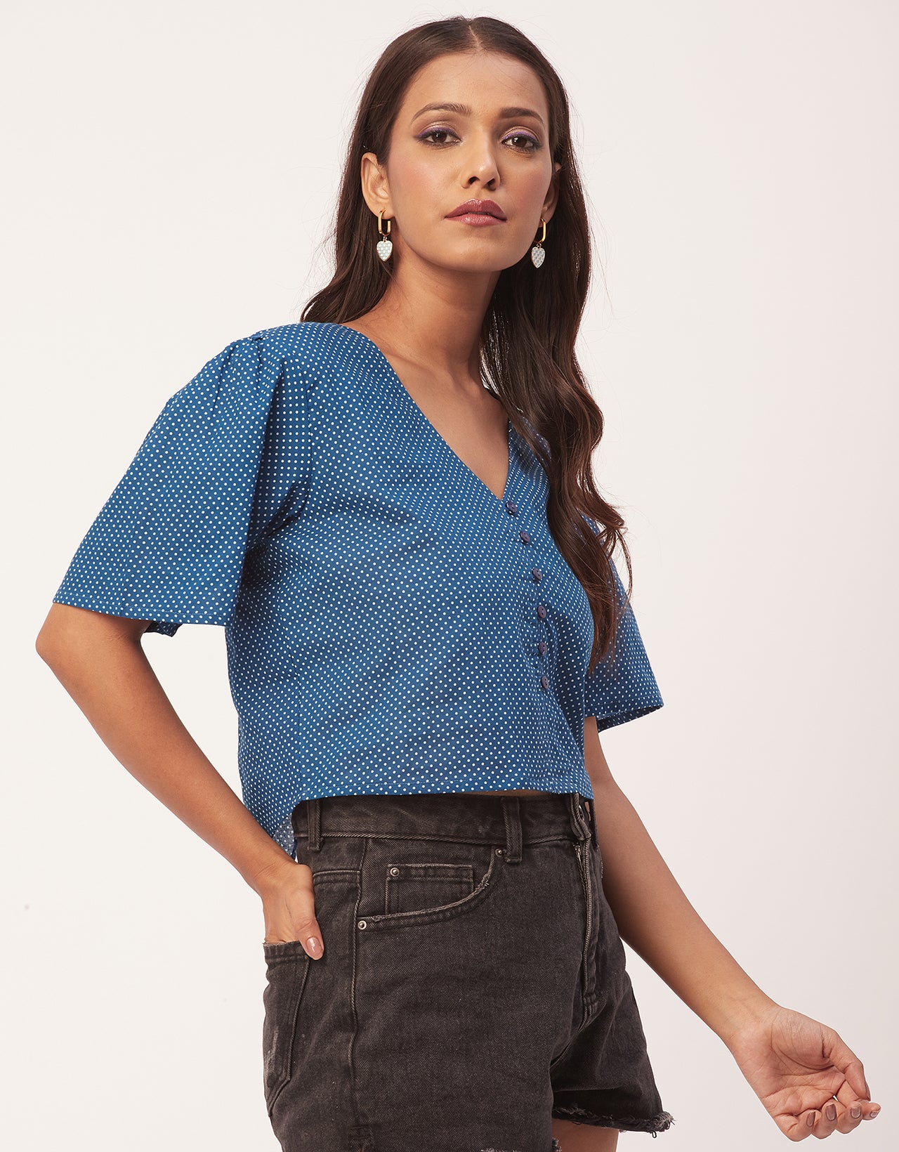 V-Neck Buttoned Summer Top