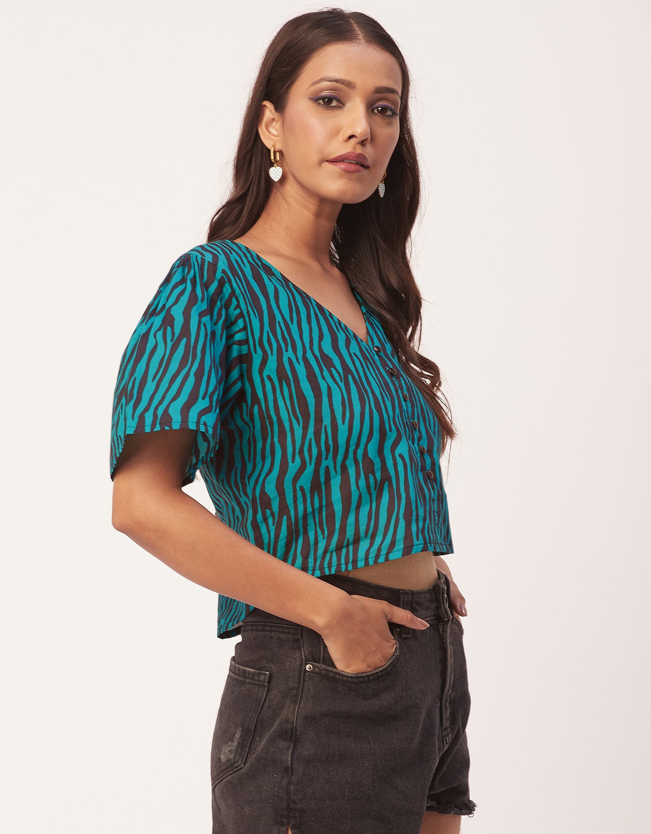 V-Neck Buttoned Summer Top