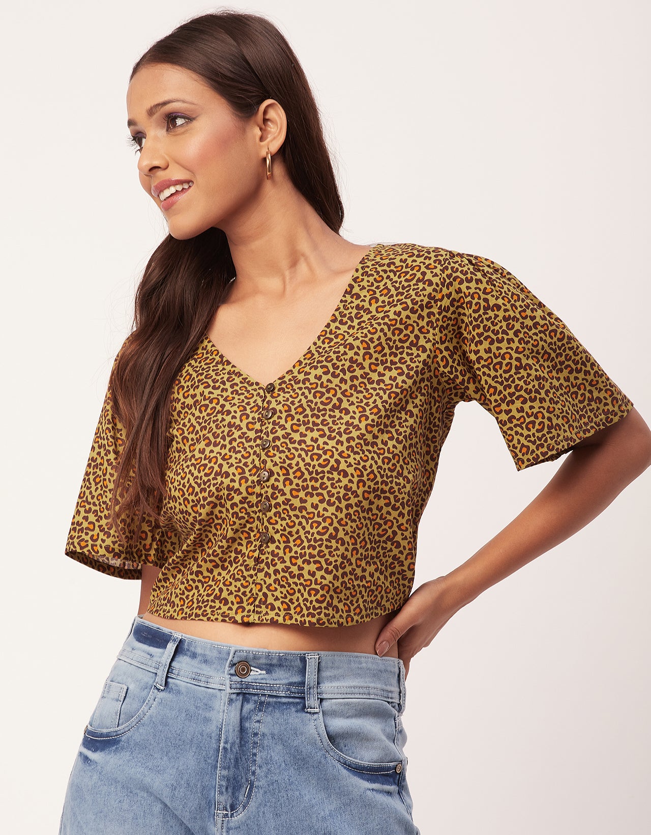 V-Neck Buttoned Summer Top
