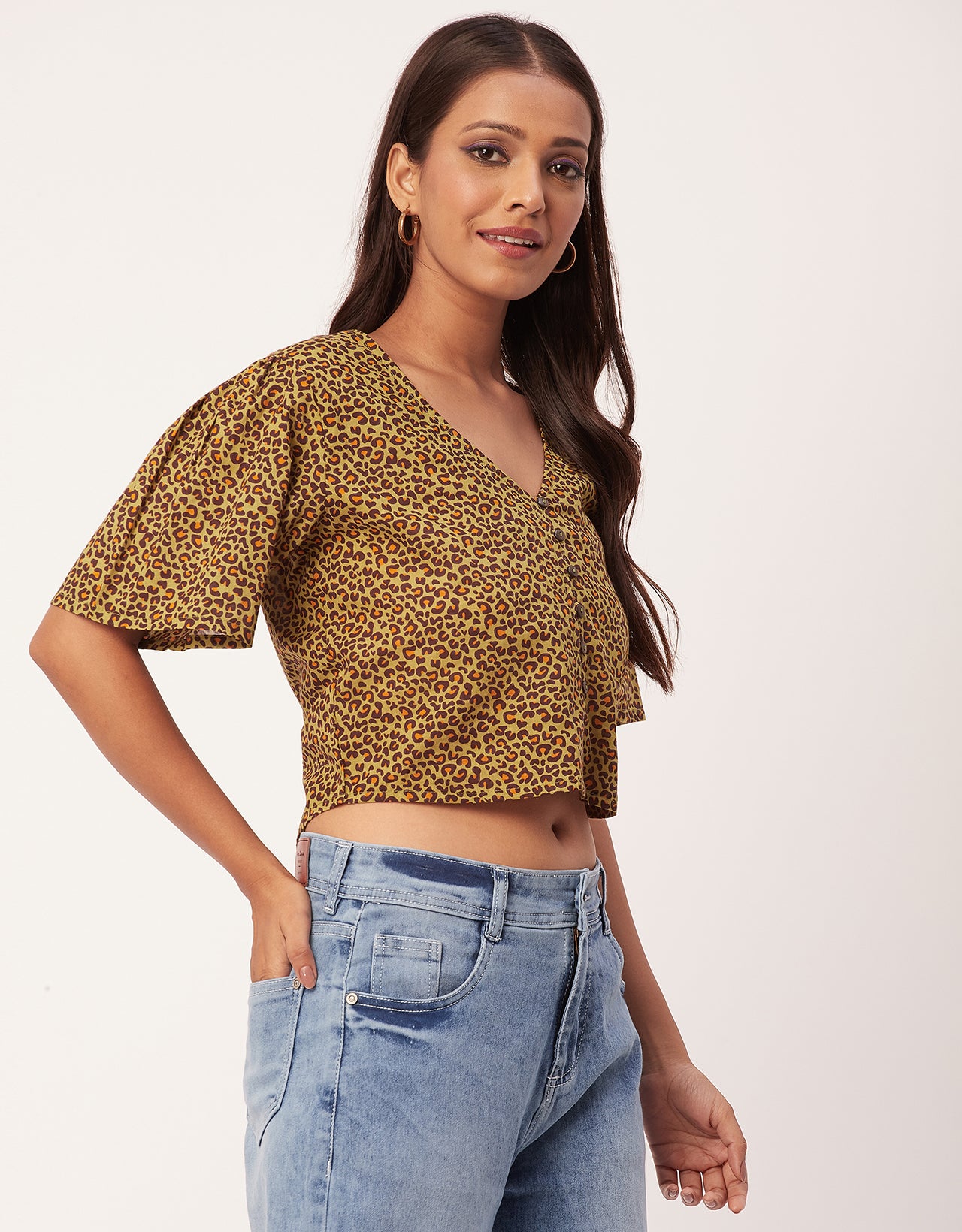 V-Neck Buttoned Summer Top