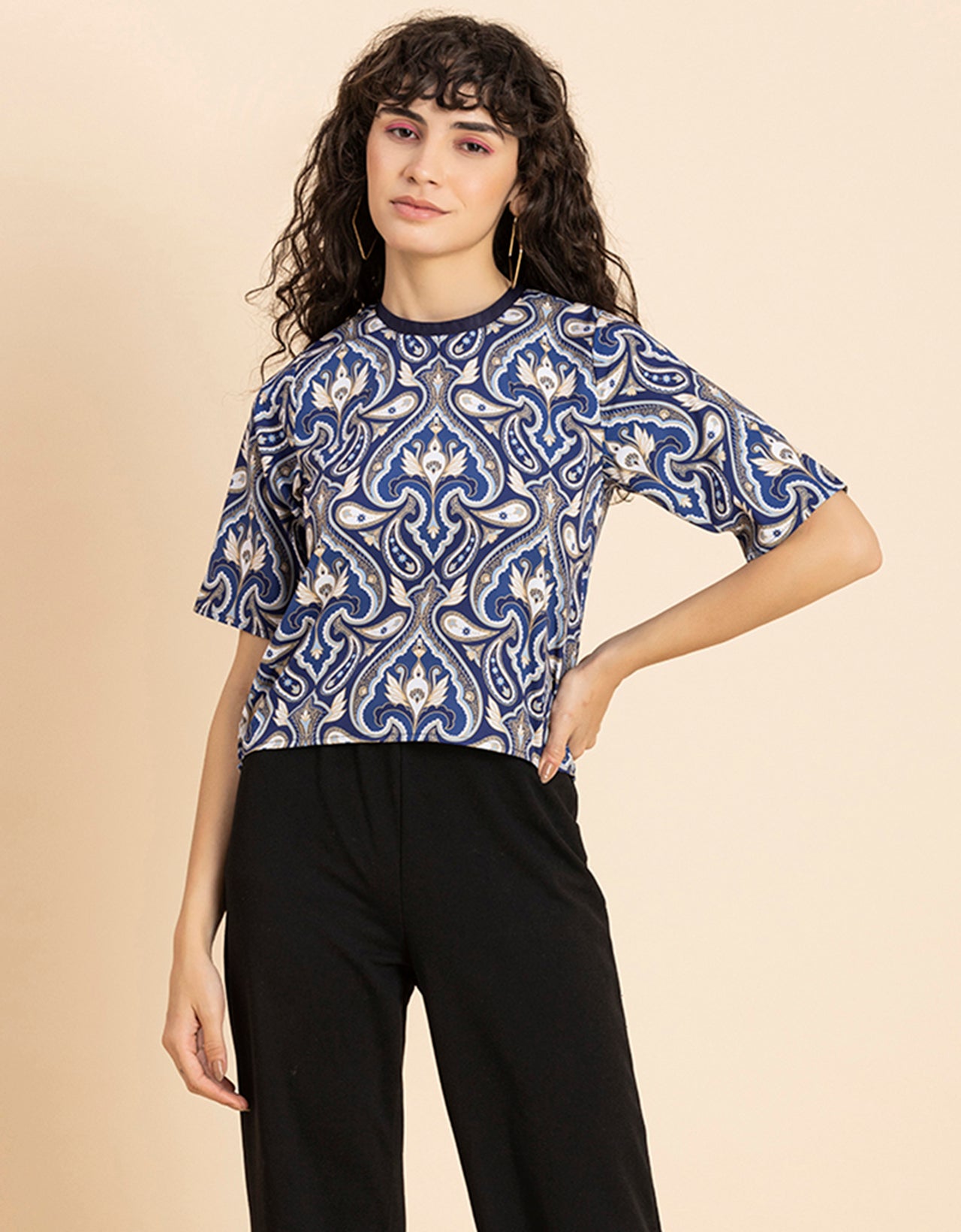 Loose-Fit Elbow Sleeves Top