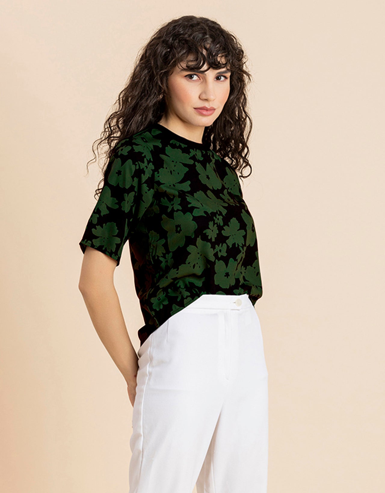 Loose-Fit Elbow Sleeves Top