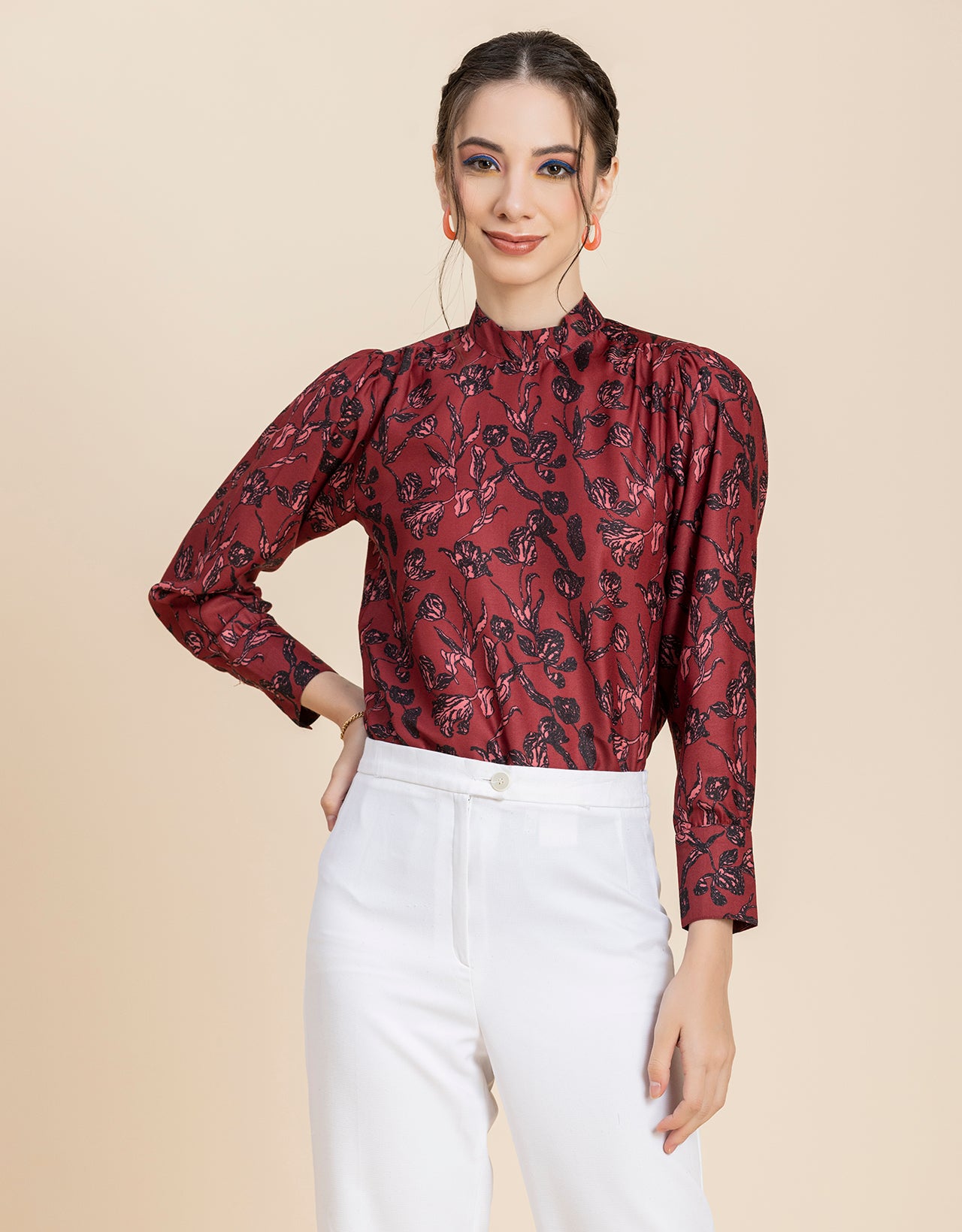 Ban Collar Long Cuff Top