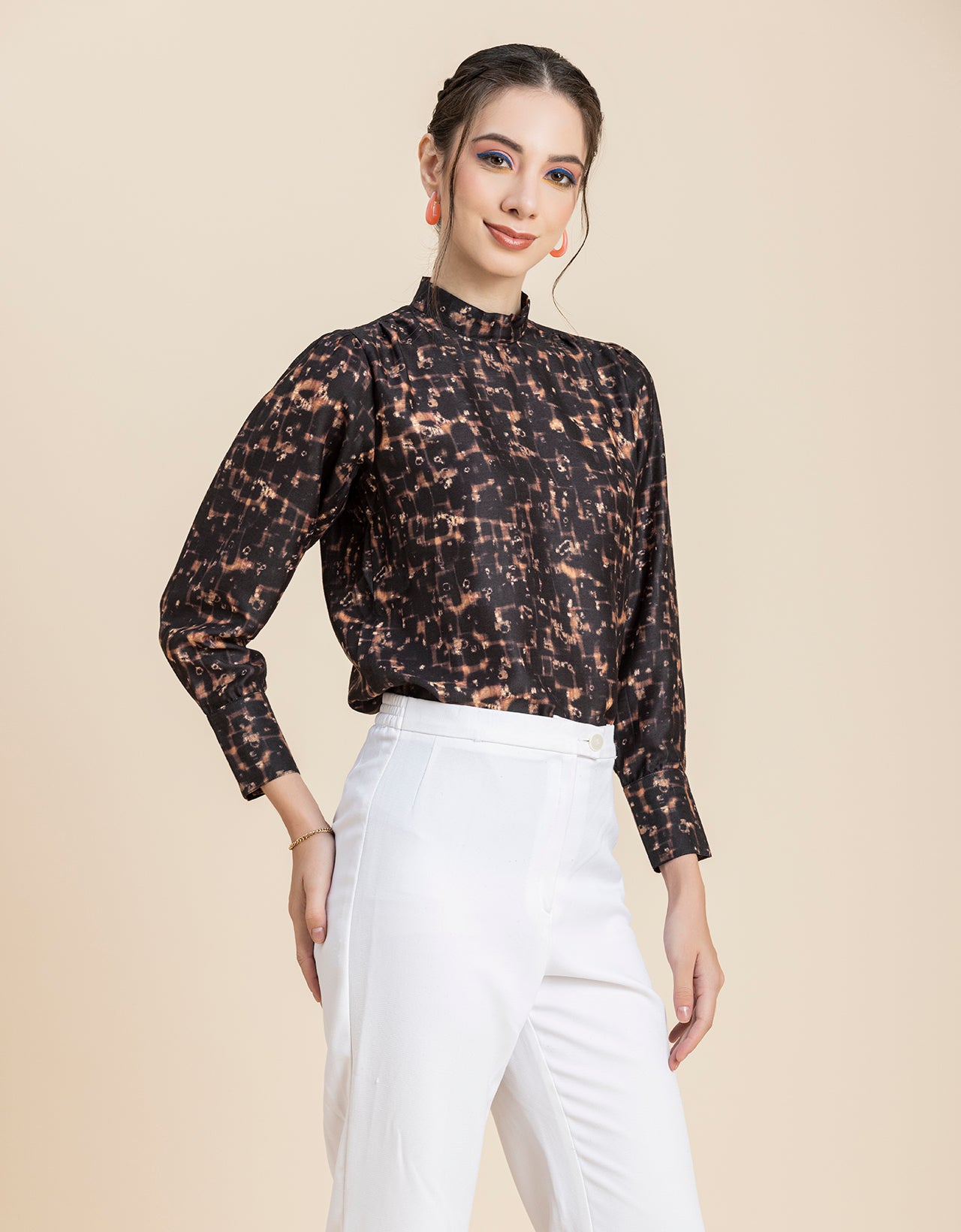 Ban Collar Long sleeve formal Top