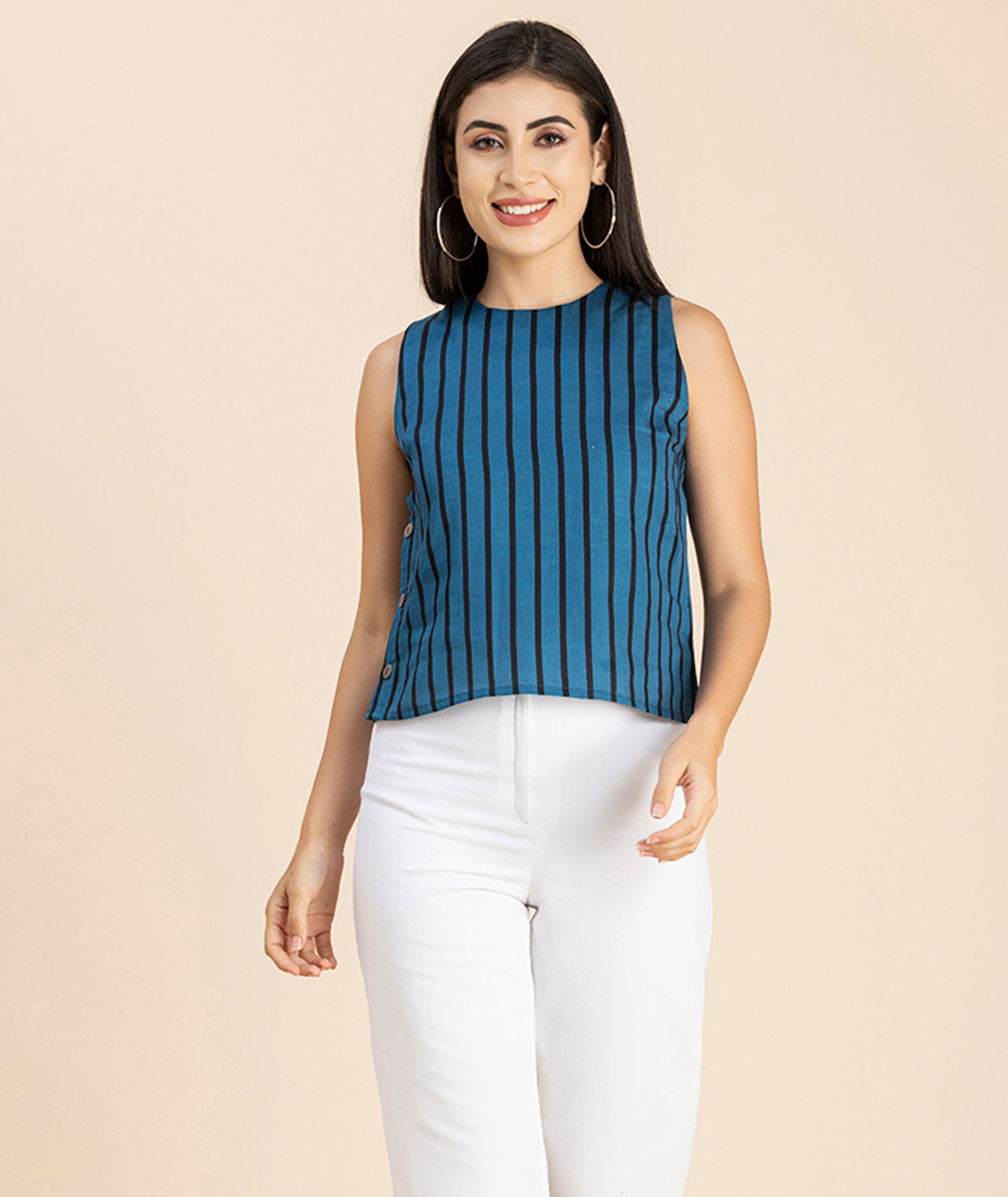 Side-Buttoned Sleeveless Top