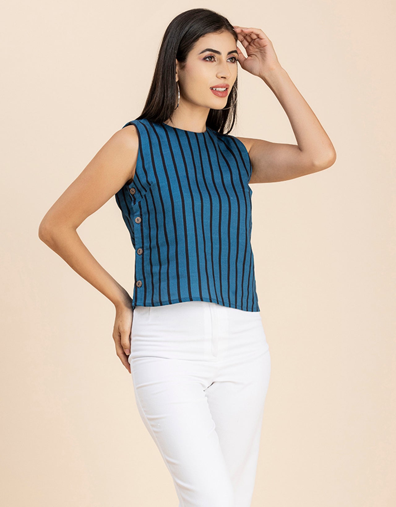 Side-Buttoned Sleeveless Top