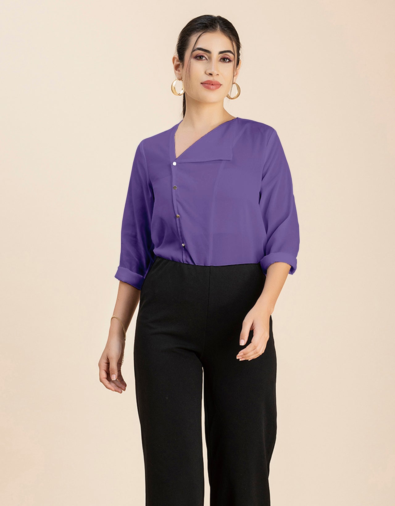 Diagonal Collar Stylish Top