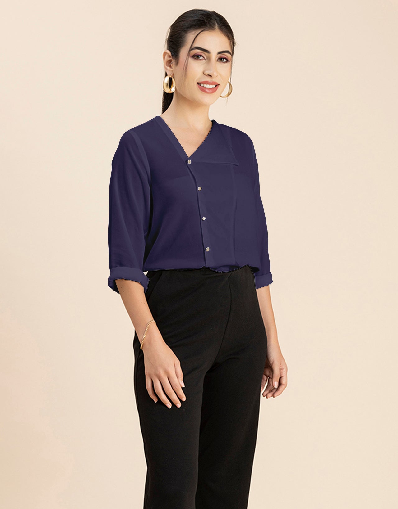 Diagonal Collar Stylish Top