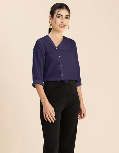 Diagonal Collar Stylish Top