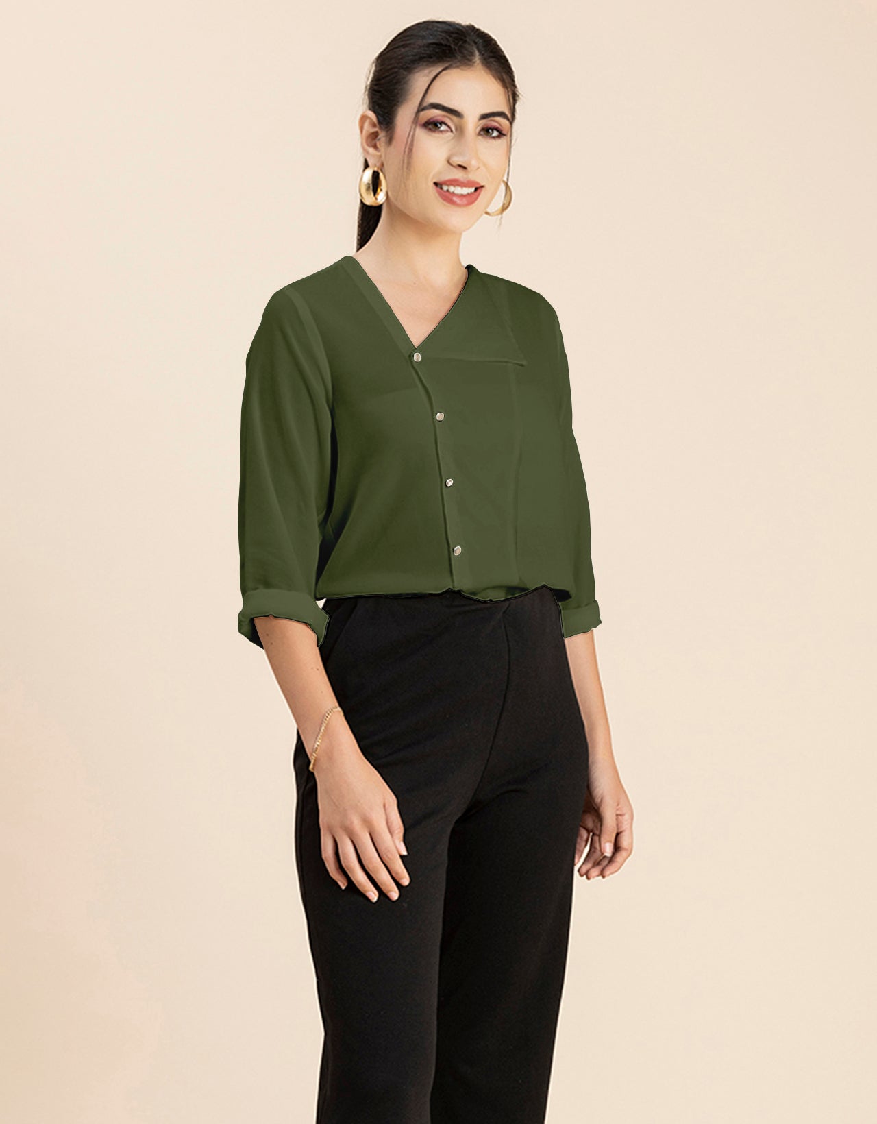 Diagonal Collar Stylish Top