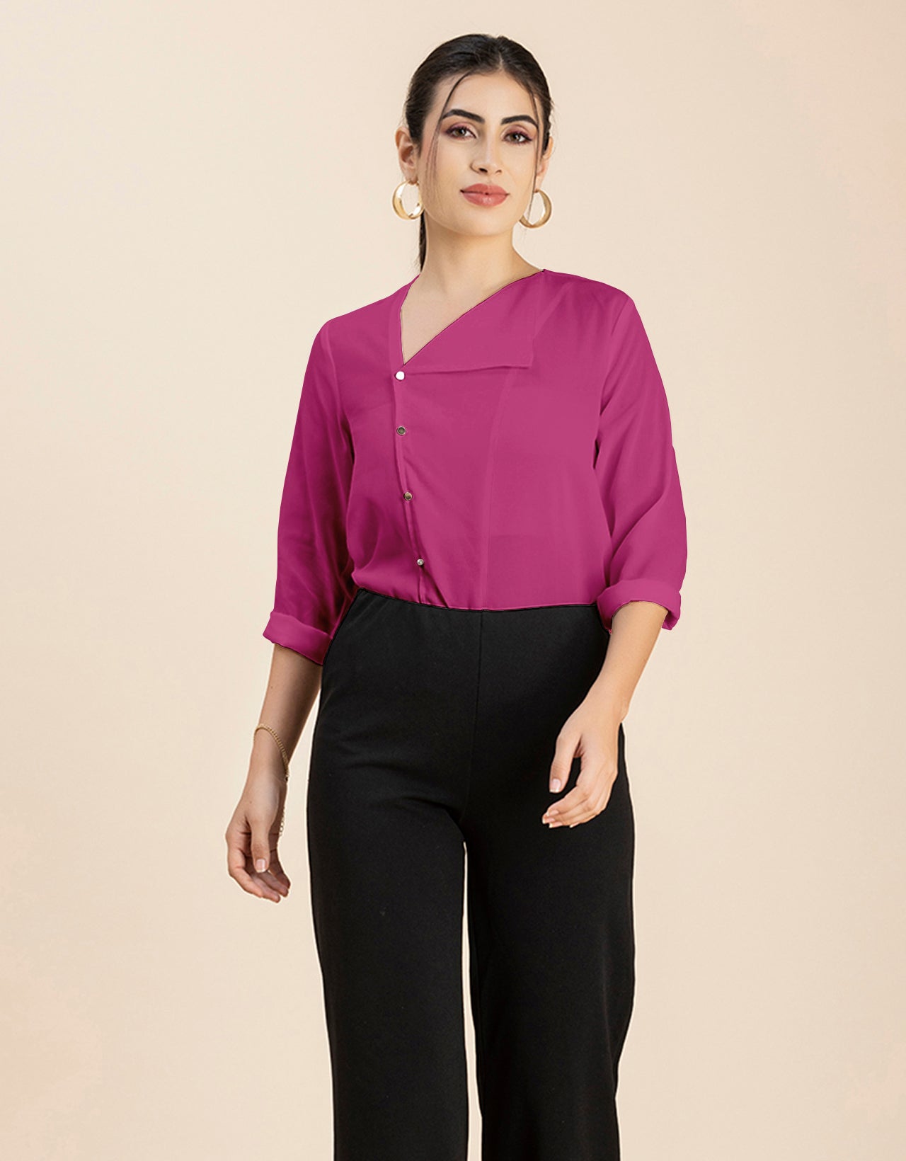 Diagonal Collar Stylish Top