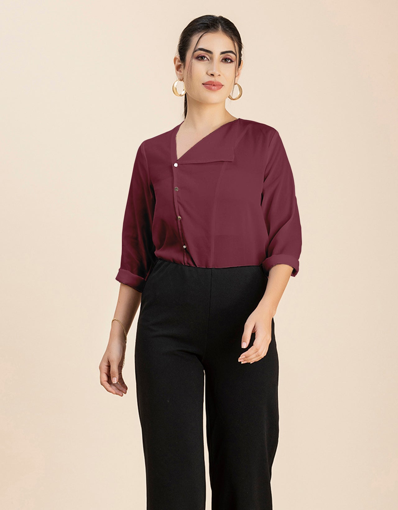 Diagonal Collar Stylish Top