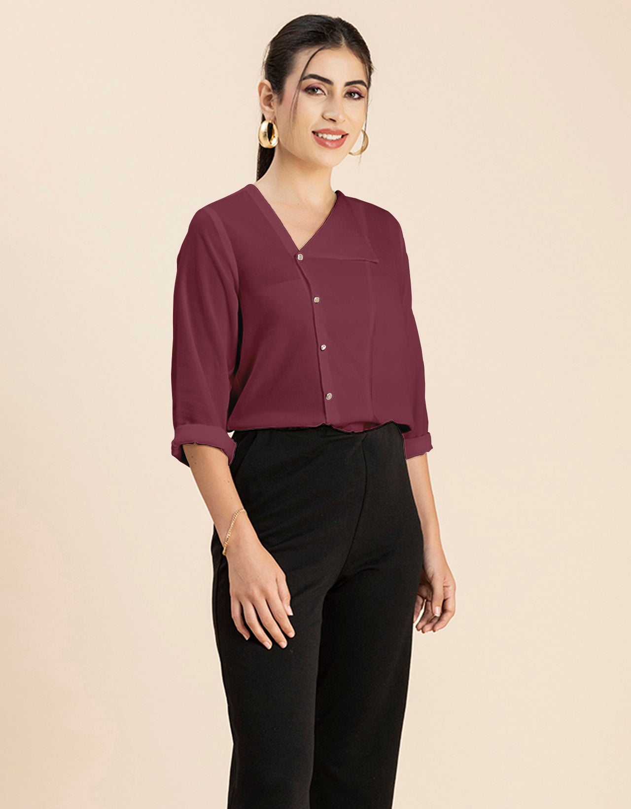 Diagonal Collar Stylish Top