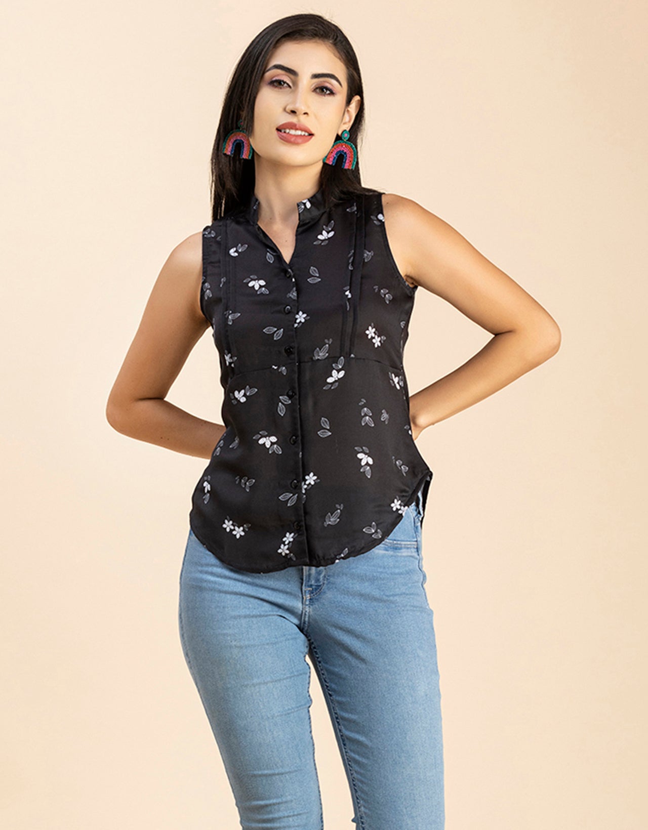 Mandarin Collar Sleeveless