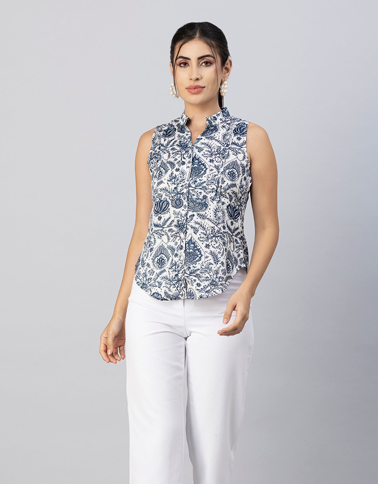 Mandarin Collar Sleeveless