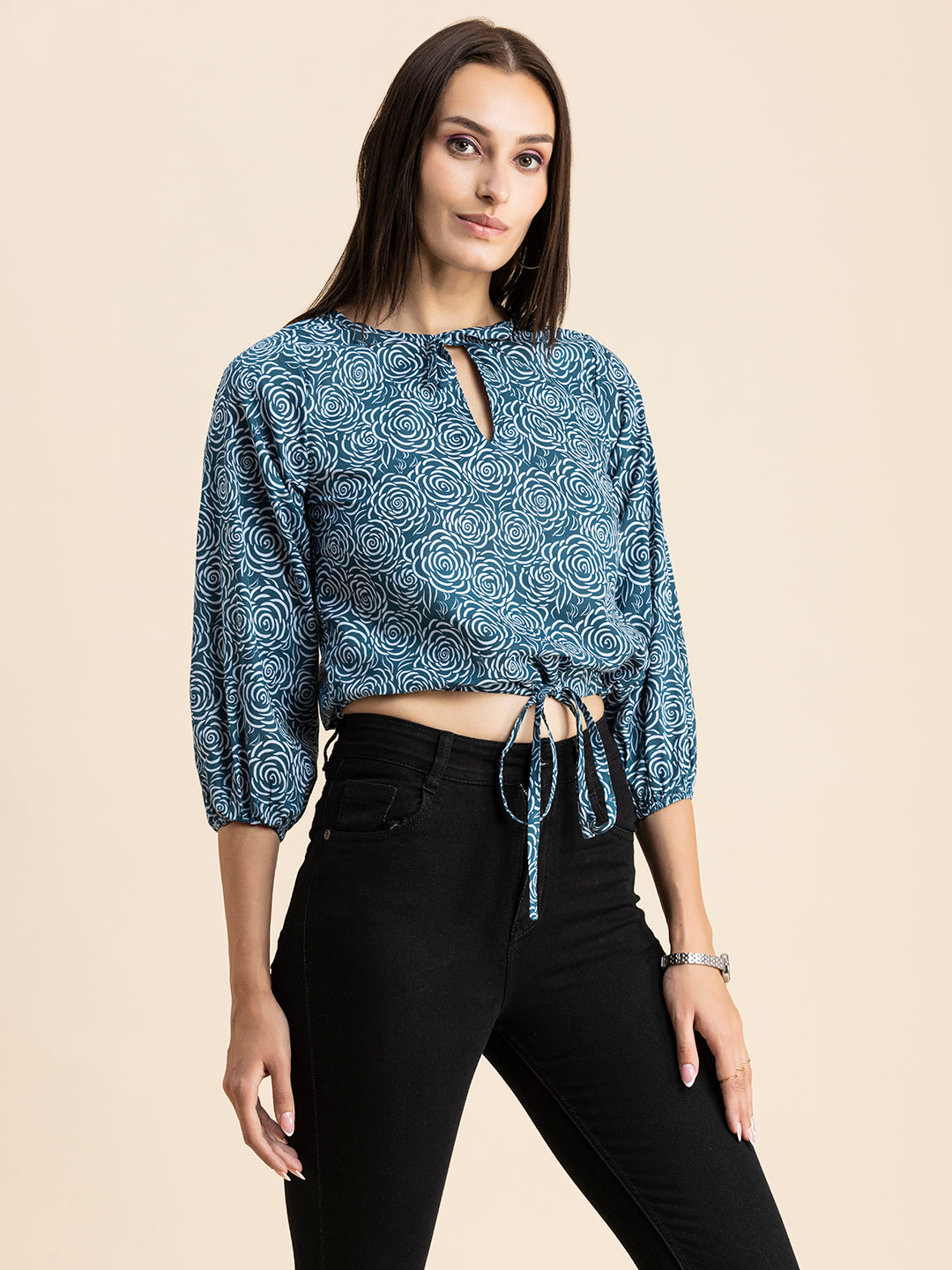 Printed Cotton Tie-Up Top