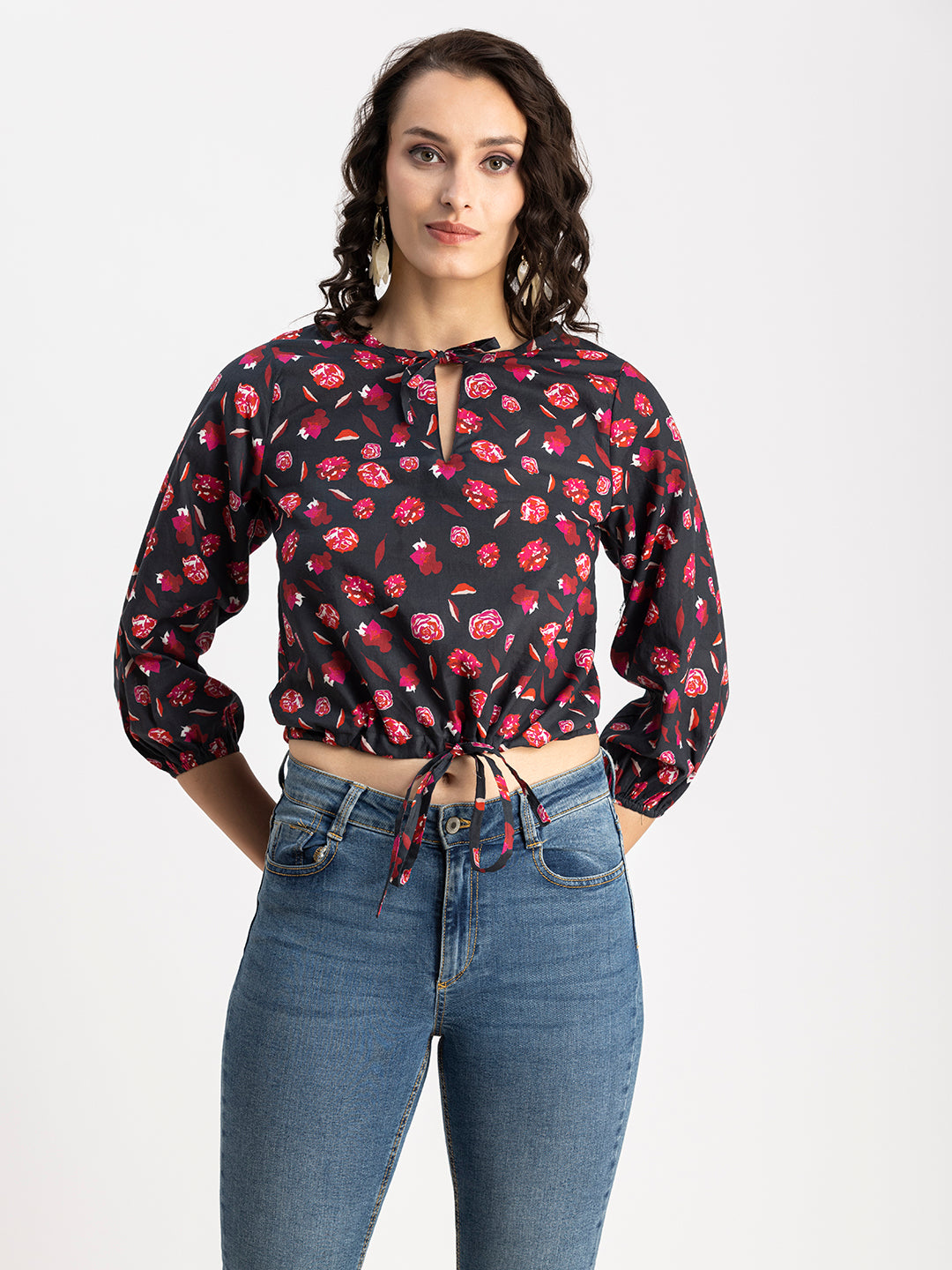 Printed Cotton Tie-Up Top