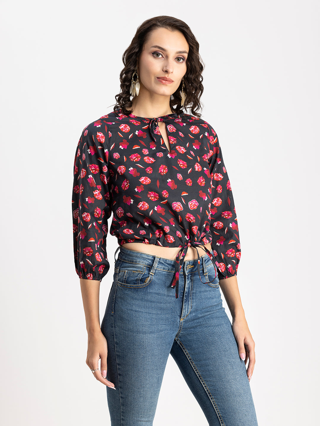 Printed Cotton Tie-Up Top