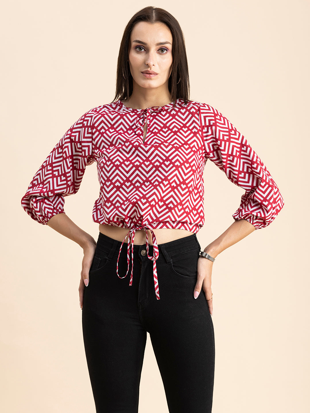 Printed Cotton Tie-Up Top