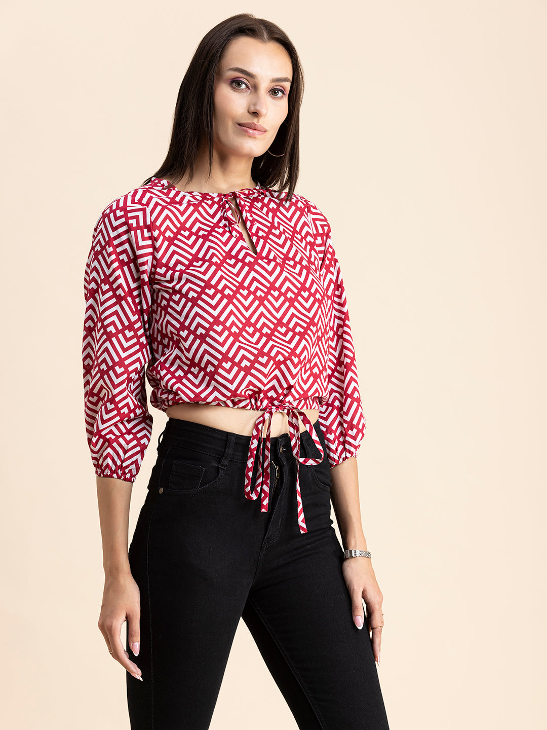 Printed Cotton Tie-Up Top