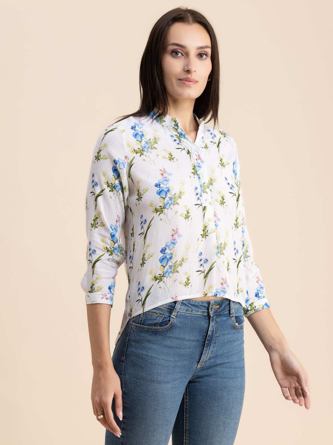 Mandarin Collar Rayon Top