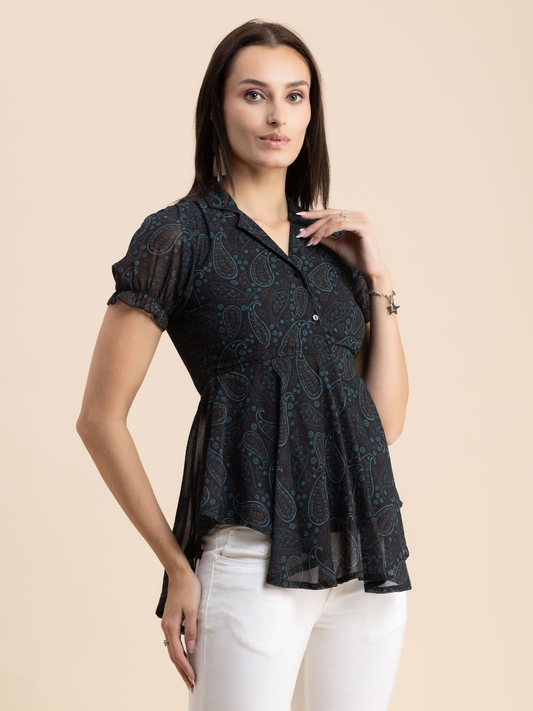 Flared Short Puff Sleeve