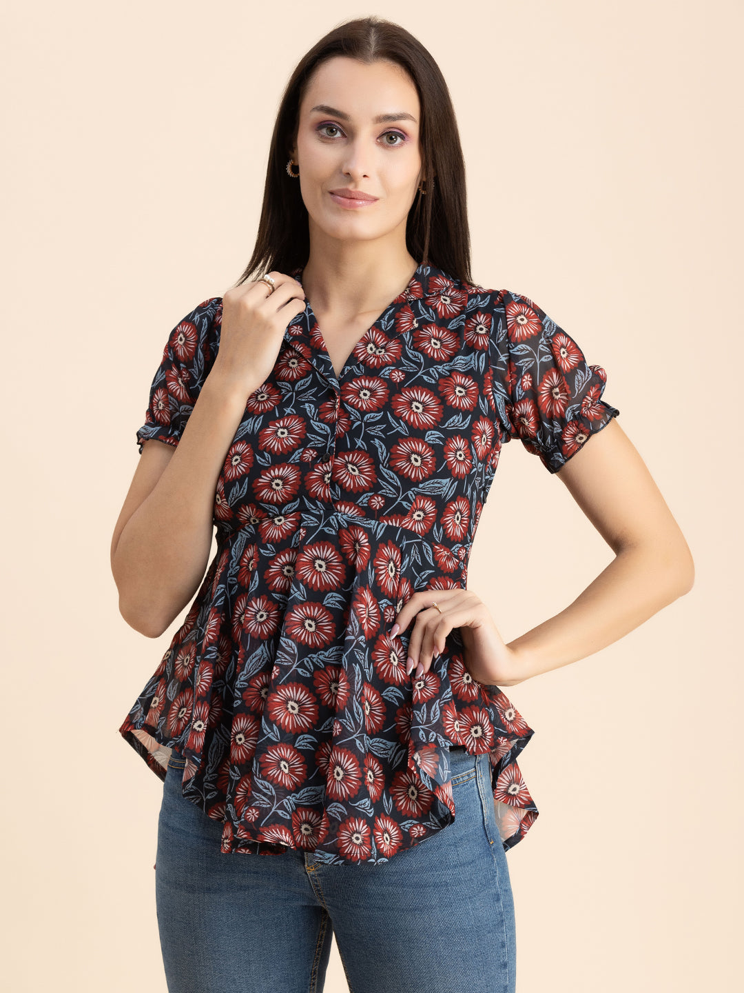 Flared Short Puff Sleeve