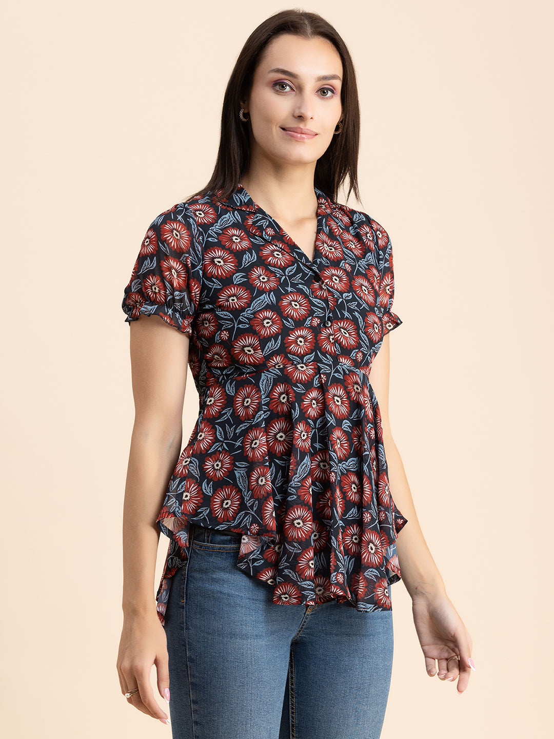 Flared Short Puff Sleeve