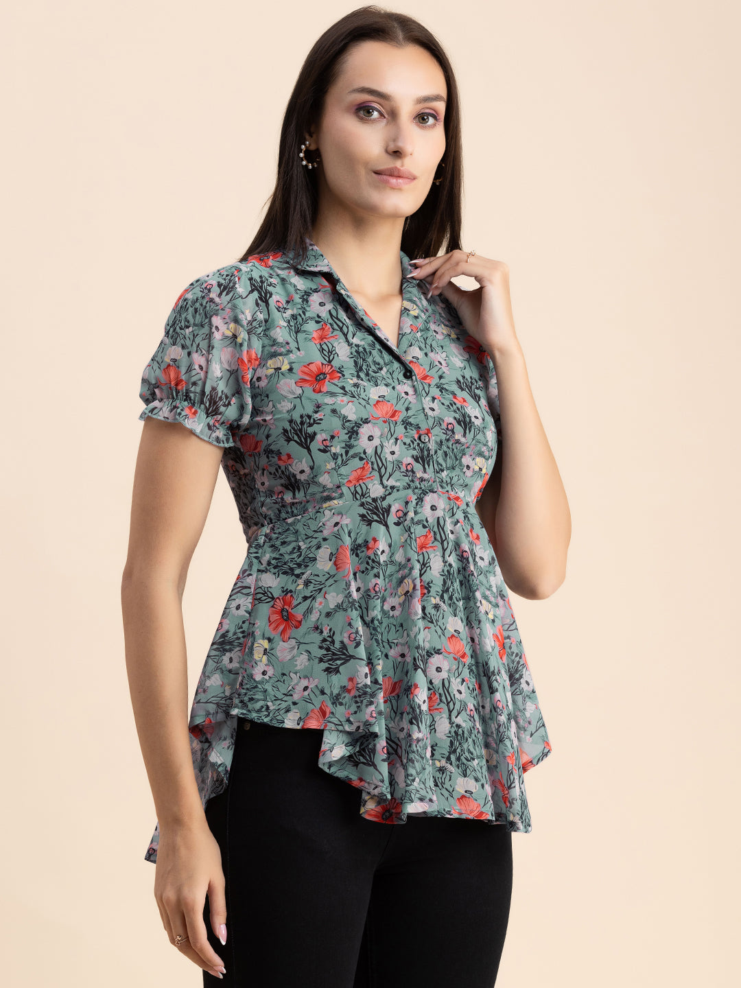 Flared Short Puff Sleeve