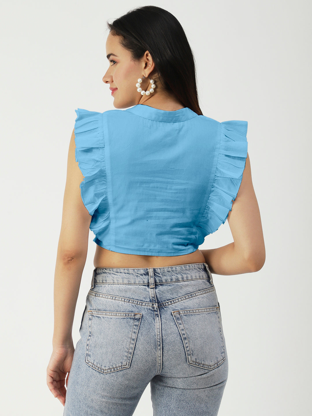 Button Down Solid Crop