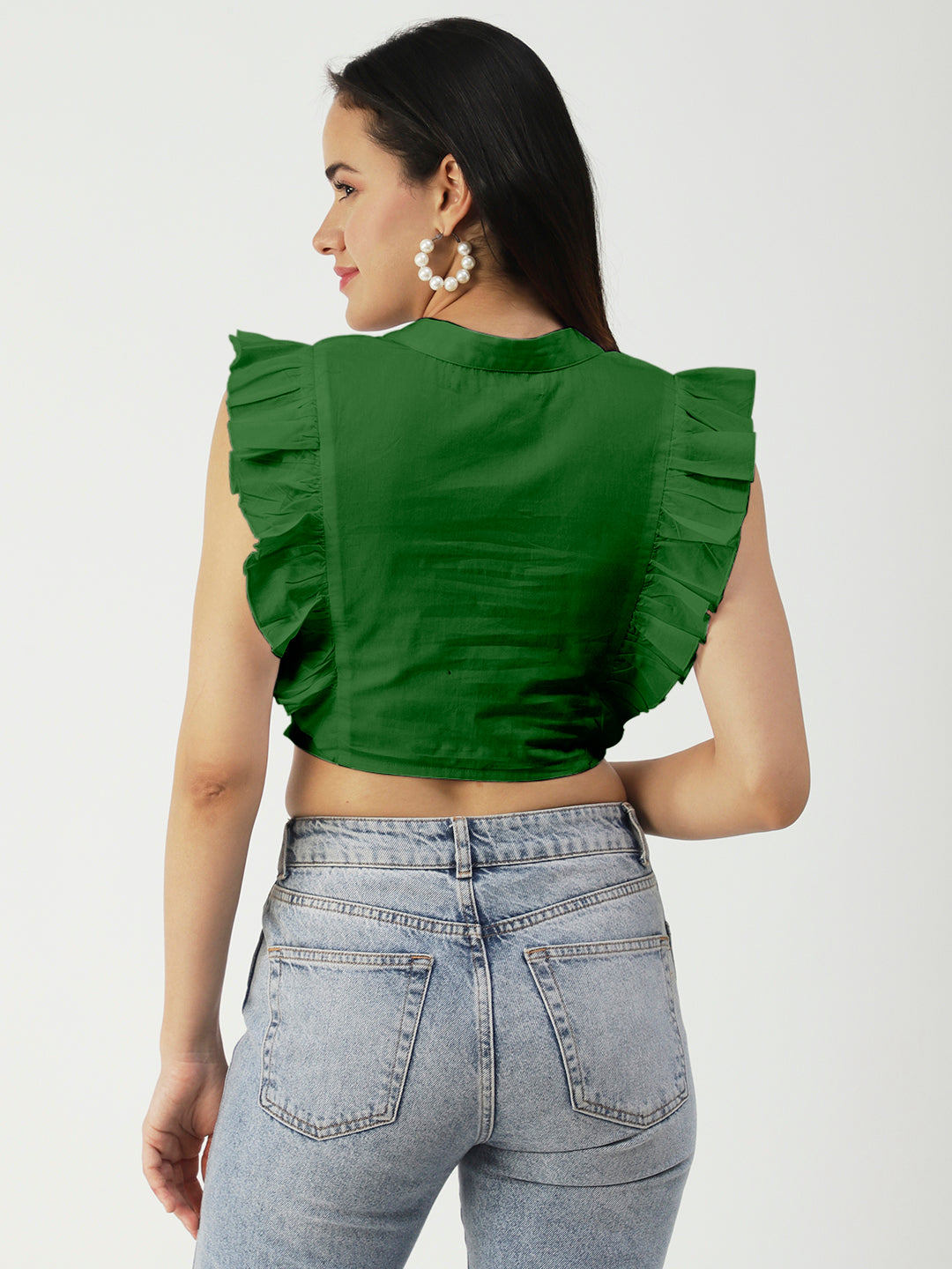 Button Down Solid Crop