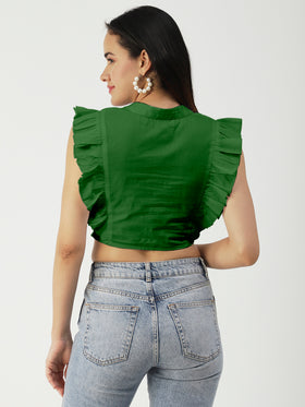 Button Down Solid Crop