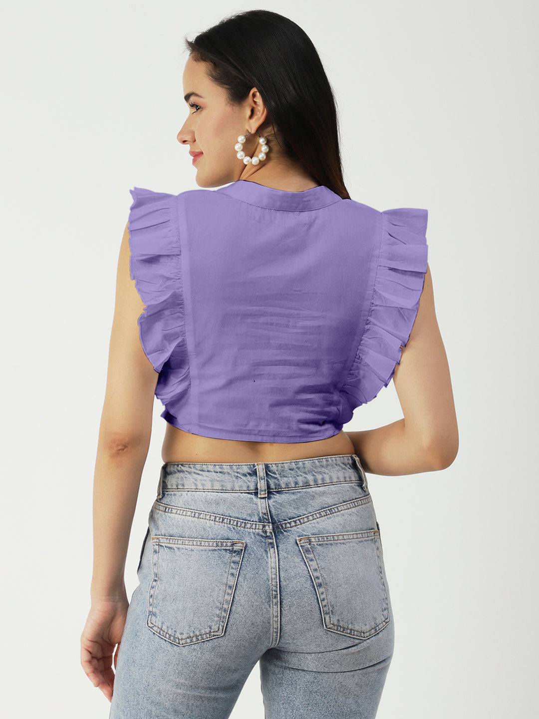 Button Down Solid Crop