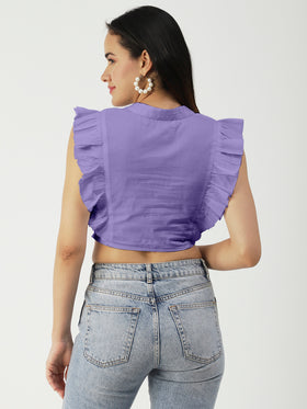 Button Down Solid Crop