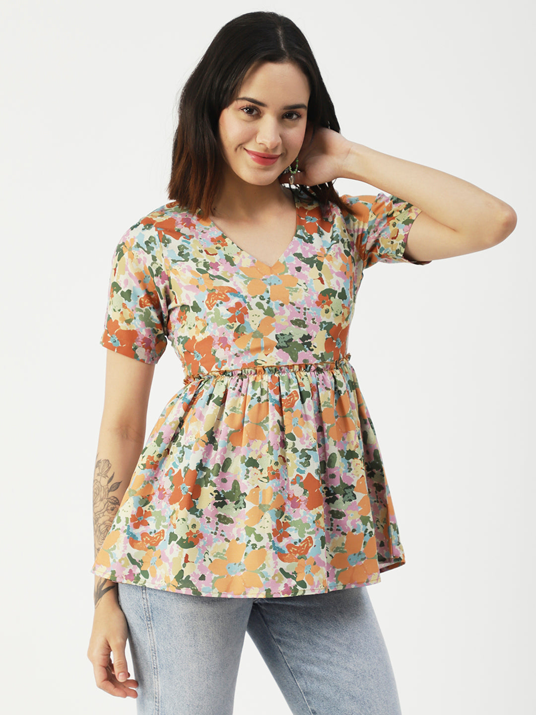 V-Neck Flared Summer Top