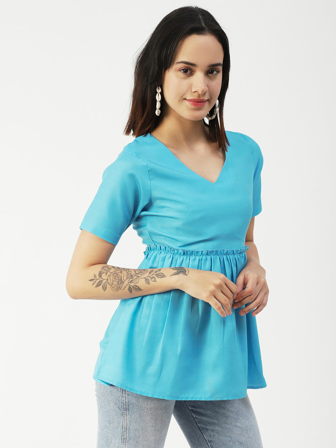 V-Neck Flared Summer Top