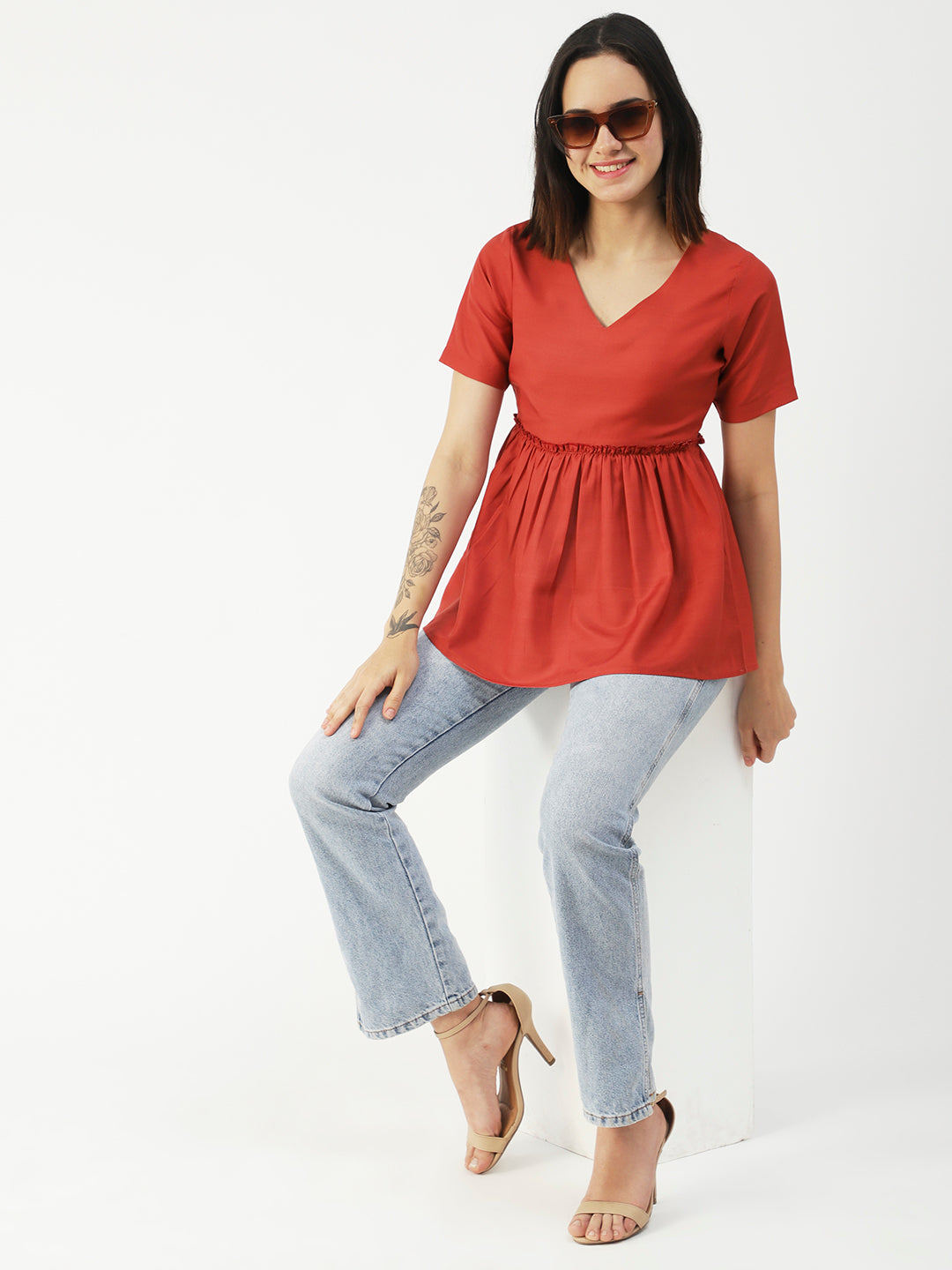 V-Neck Flared Summer Top