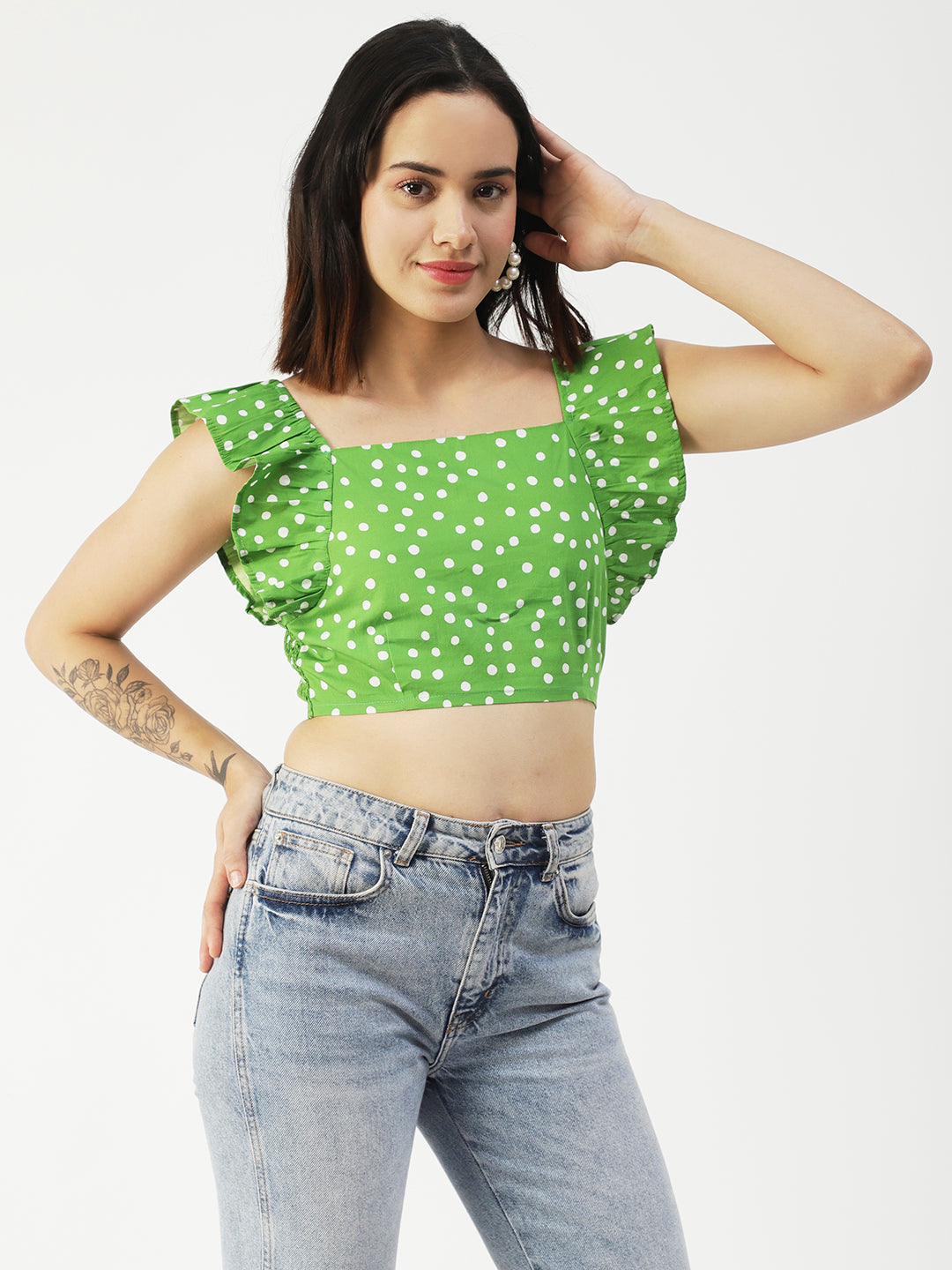 Crop Square Neck Flutter