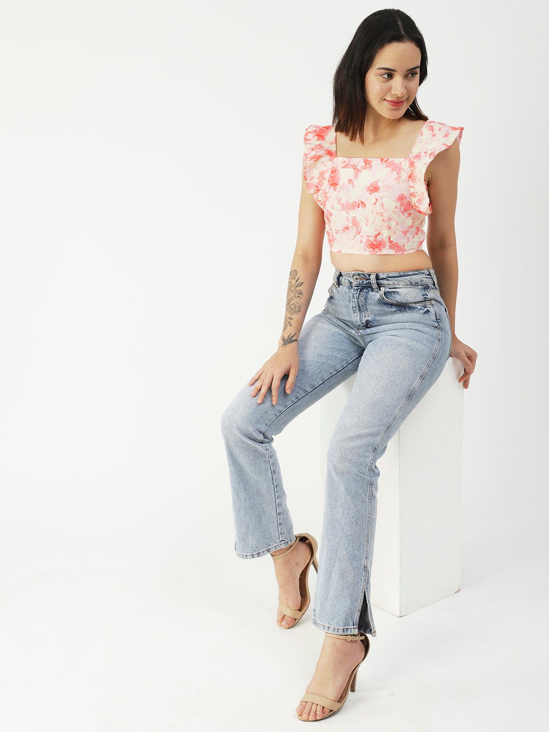 Crop Square Neck Flutter