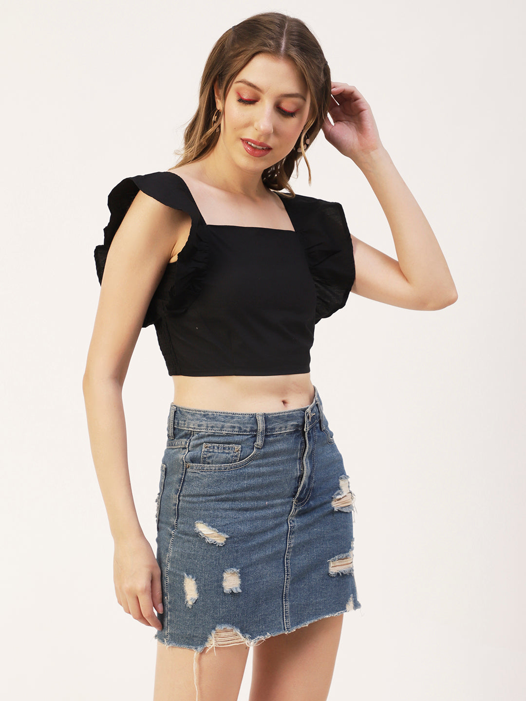 Crop Square Neck Flutter