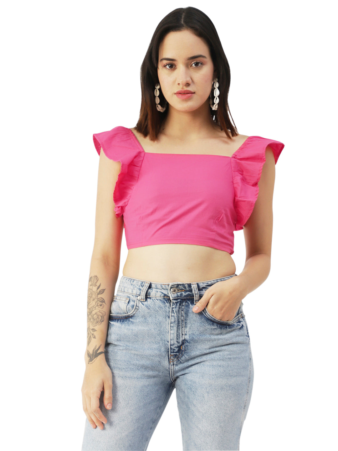 Crop Square Neck Flutter