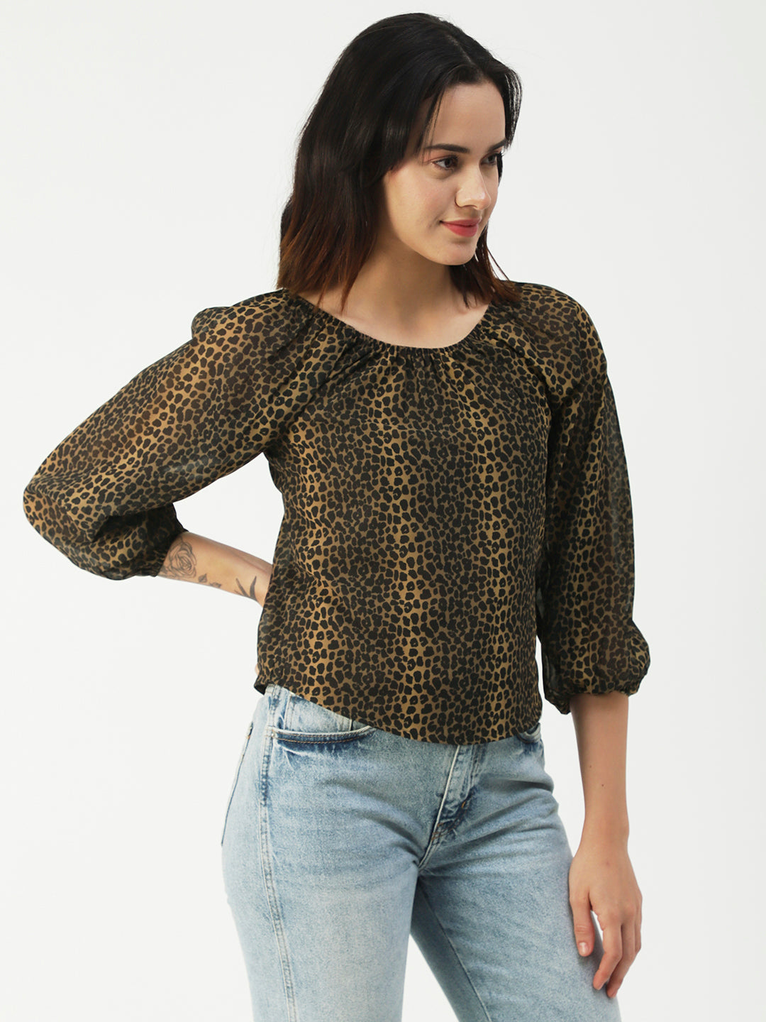 Printed Sheer Long Sleeve