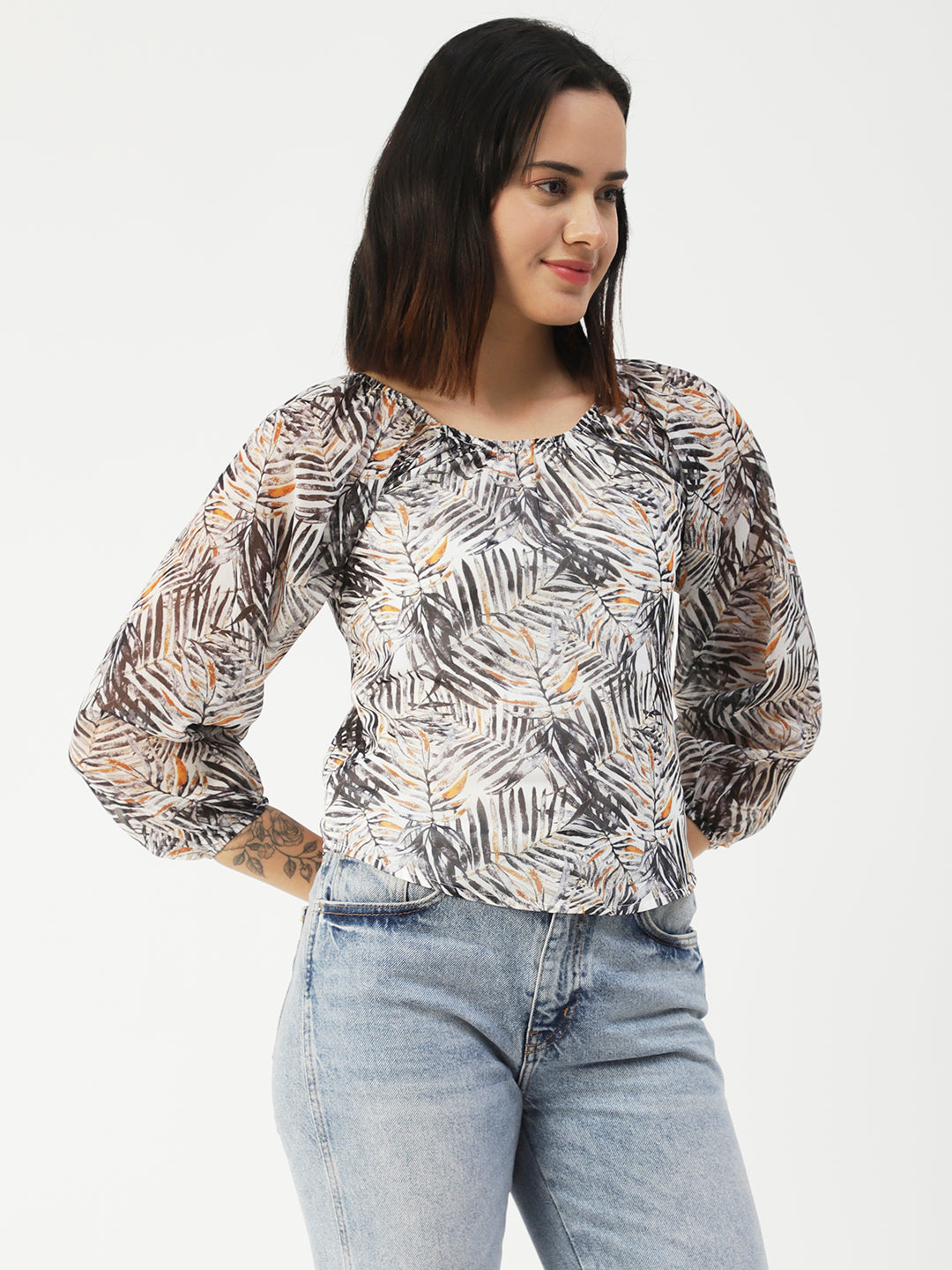 Printed Sheer Long Sleeve