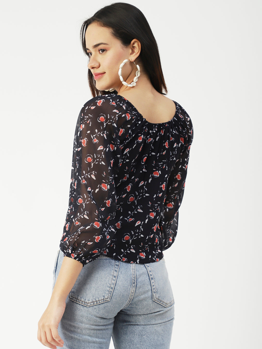 Printed Sheer Long Sleeve
