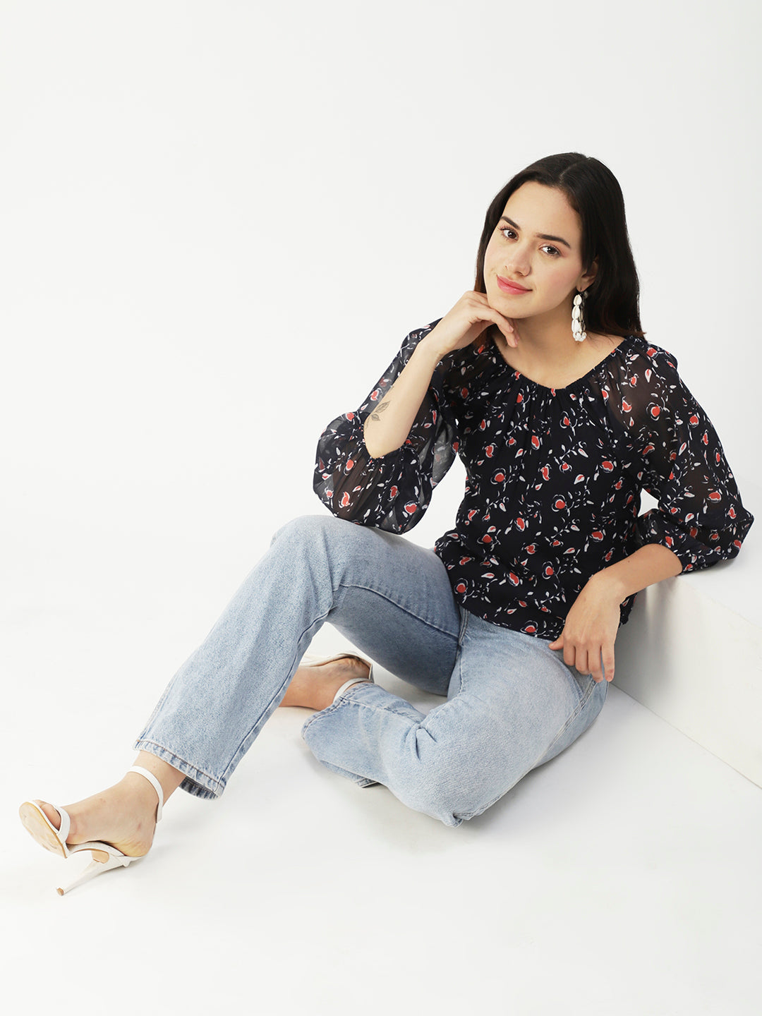 Printed Sheer Long Sleeve